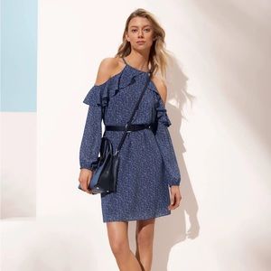 Michael Kors ruffled floral peekaboo dress